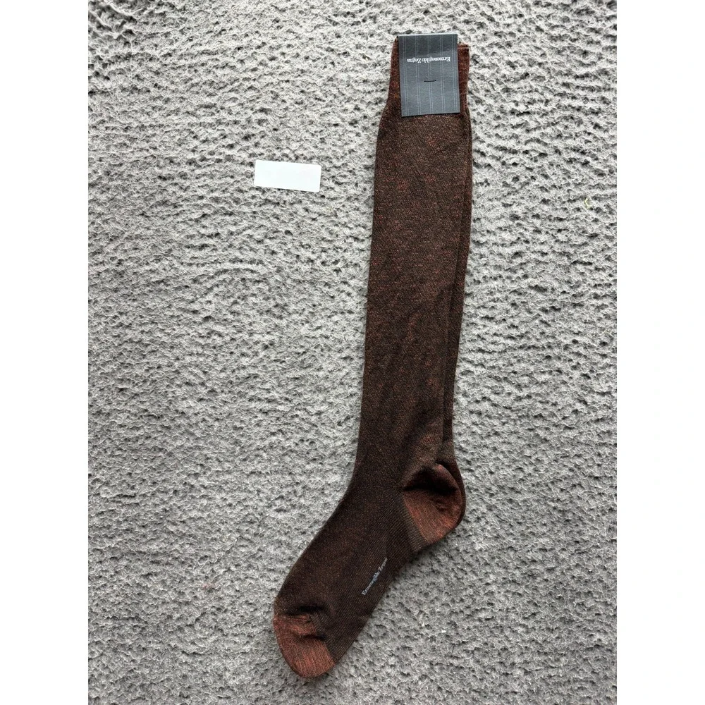 NWT Ermenegildo Zegna Flawless Knee Socks Dark Chocolate One Size Unisex